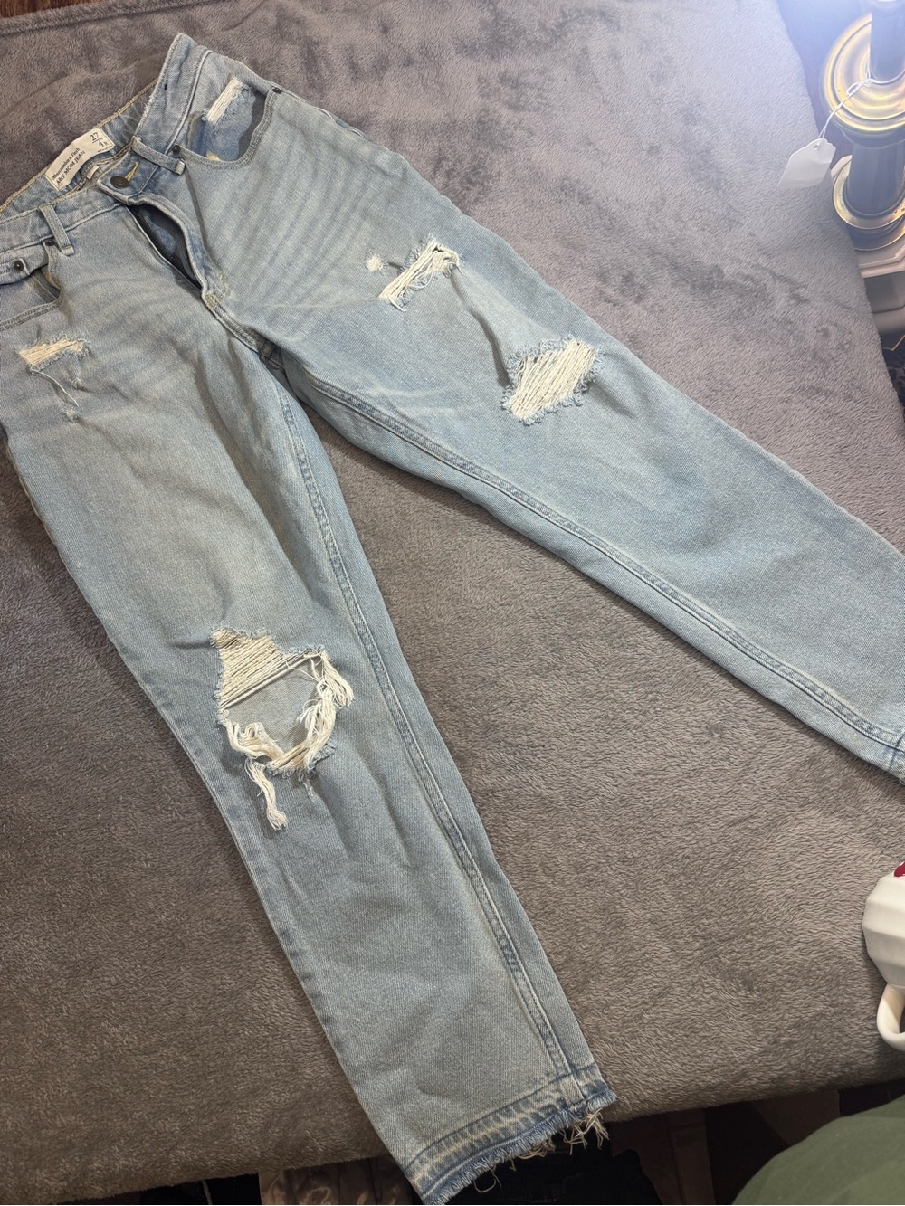 Abercrombie & Fitch Light Blue Distressed Curve Love